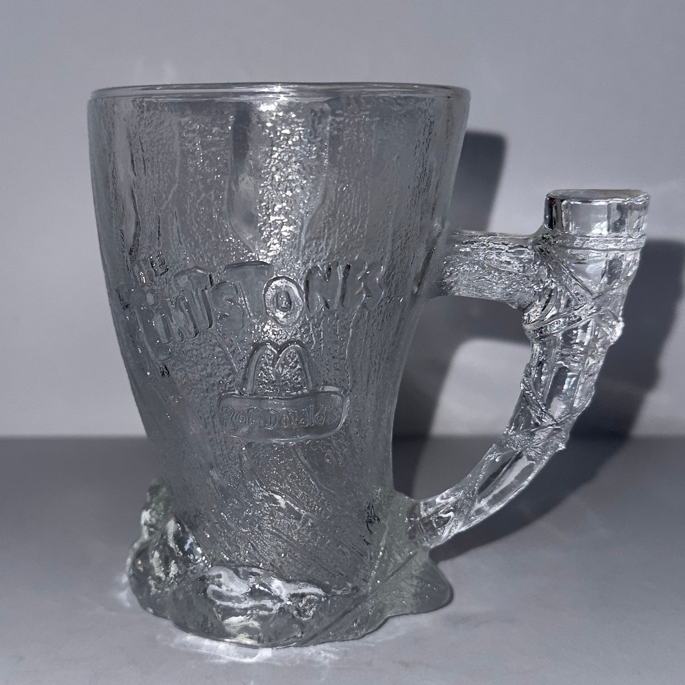 Vintage 1993 The‎ Flintstones McDonald's RocDonald's Mammoth Glass Mug Cup Clear